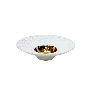 MOON_ - Teller - gourmet tief - 22 cm - rund - weiss - Spiegel gold glaenzend_side